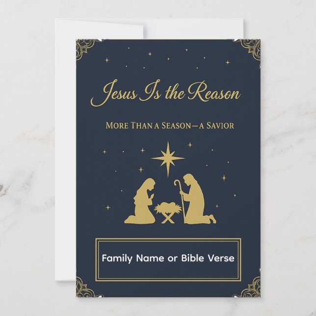 Cartão De Festividades “Jesus Is the Reason” Elegant Christian Card (Frente)
