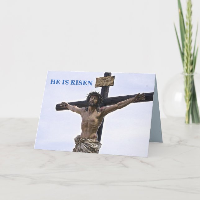 CARTÃO DE FESTIVIDADES JESUS NA CRUZ, ELE É PÁSCOA DE RISEN (Frente)