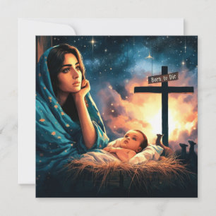 Cartão De Festividades Jesus, Nascido para Morrer, Cruz, Natal, Cristão 