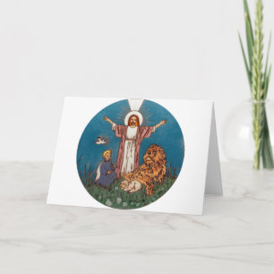 Cartão De Festividades Jesus o Leão e o Cordeiro