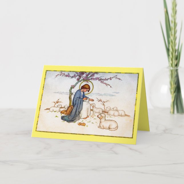 Cartão De Festividades Jesus religioso clássico com desejos de Páscoa (Frente)