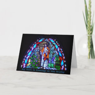Cartão De Festividades Jesus stained glass christmas card