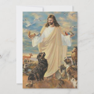 Cartão De Festividades Jesus With The Animals