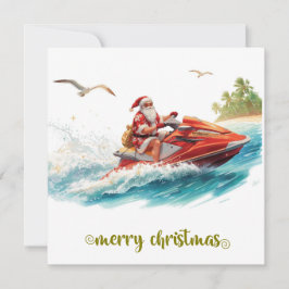 Cartão De Festividades Jet Ski Christmas Holiday with Santa Claus
