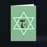 Cartão De Festividades Jewish Kitty Cat Star<br><div class="desc">Estrela Verde de David com um gato preto 50.</div>