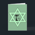 Cartão De Festividades Jewish Kitty Cat Star<br><div class="desc">Estrela Verde de David com um gato preto 50.</div>