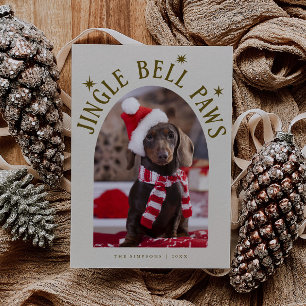 Cartão De Festividades Jingle Bell Paws Foto de Cachorro Natal