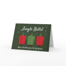Jingle Bell Peppers Christmas Folded Holiday Card