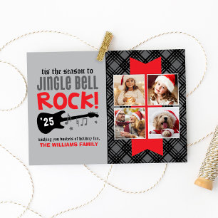 Cartão De Festividades Jingle Bell Rock Red Guitar Music Photo Collage