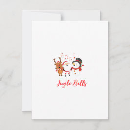 Cartão De Festividades Jingle Bells com Papai Noel, Boneco de Neve e Rena