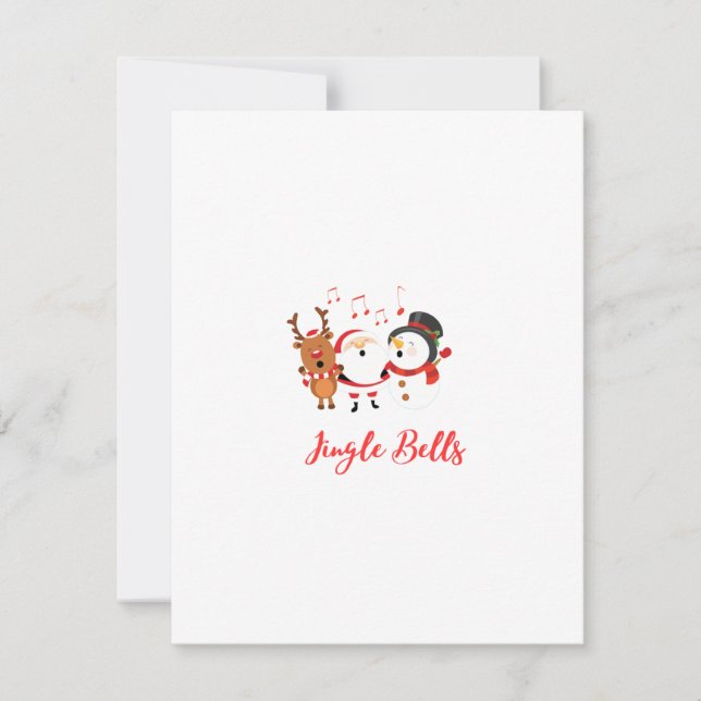 Cartão De Festividades Jingle Bells com Papais noeis, Snowman e Reindeer  (Frente)