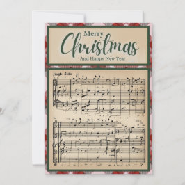 Cartão De Festividades Jingle Bells Vintage Red Buffalo Xadrez Natal