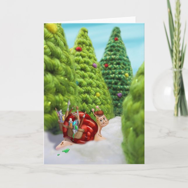 Cartão De Festividades Jingle Jingle Little Gnome Holiday Snail Card (Frente)