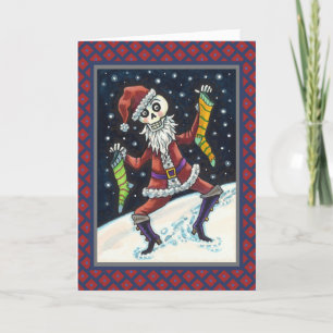 CARTÃO DE FESTIVIDADES JINGLE OSSOS PAPAI NOEL, ESQUELETO DE NATAL & MEIA