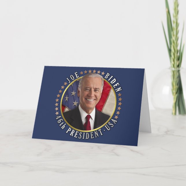 Cartão De Festividades Joe Biden 46º Presidente dos EUA Foto comemorativa (Frente)