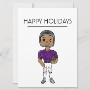 Cartão De Festividades jogador de futebol retrô vintage roxo preto simple