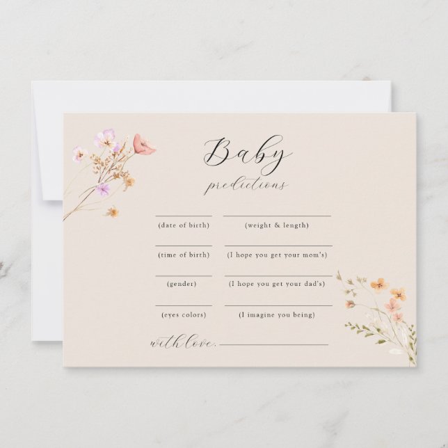 Cartão De Festividades Jogo de Conselhos de Chá de fraldas de Flor Selvag (Frente)