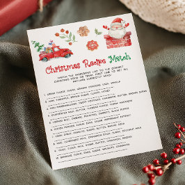 Cartão De Festividades Jogo de Correspondência de Receita de Natal do Pap
