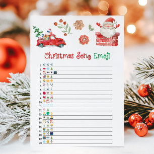 Cartão De Festividades Jogo de Emoji da Música de Natal do Papai Noel