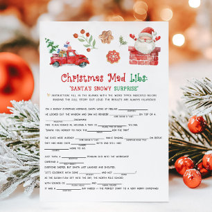 Cartão De Festividades Jogo de Mad Libs de Natal do Papai Noel