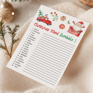 Cartão De Festividades Jogo de Scrabble de Palavras de Natal Santa