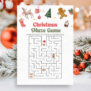 Cartão De Festividades Jogo Labirinto de Natal