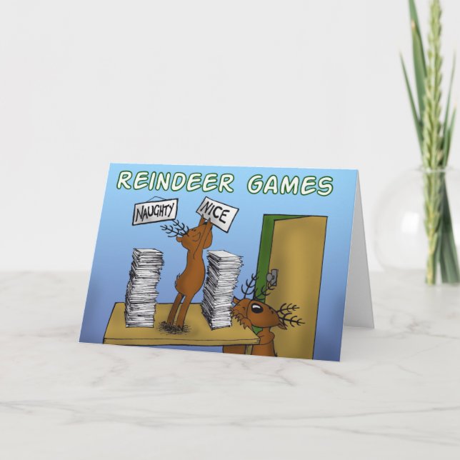 Cartão De Festividades jogos de rena 3 (Frente)