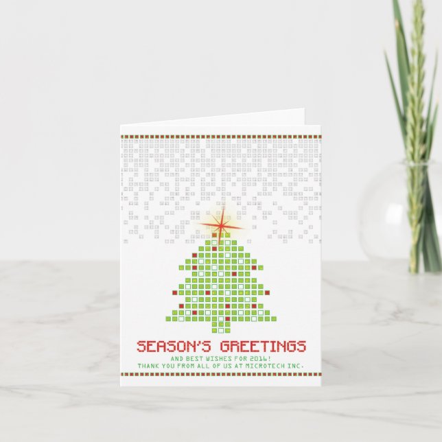 Cartão De Festividades Jogos em Pixel de alta tecnologia Natal para empre (Frente)