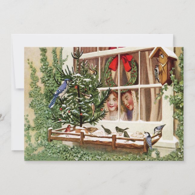 Cartão De Festividades Jolly Birds Christmas Holiday Card (Frente)