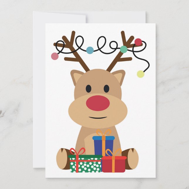 Cartão De Festividades Jolly Reindeer Puppy Holiday Card (Frente)