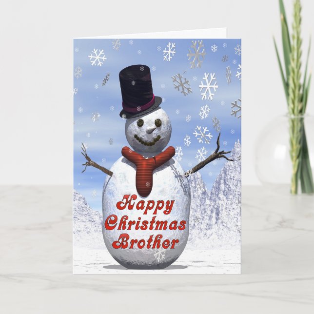 Cartão De Festividades Jolly snowman  Christmas card for brother (Frente)
