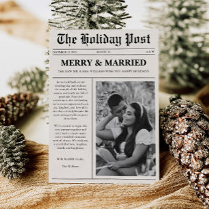 Cartão De Festividades Jornal de Natal Feliz e Casado