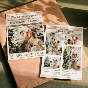 Cartão De Festividades Jornal de Natal Foto Verde Oliva Que Ano