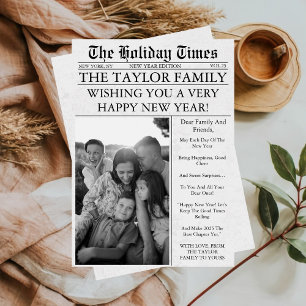 Cartão De Festividades Jornal Foto Divertida Única Feliz Ano Novo 2027