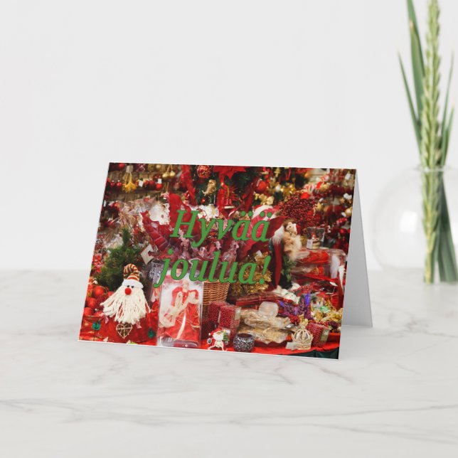 Cartão De Festividades Joulua de Hyvää! Feliz Natal no gf finlandês (Frente)