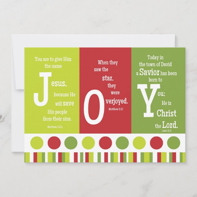 Cartão De Festividades JOY 2-Sided Scripture Verse Christmas Card (Frente)