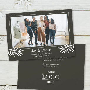 Cartão De Festividades JOY and PEACE Modern Simple Photo Logo Business