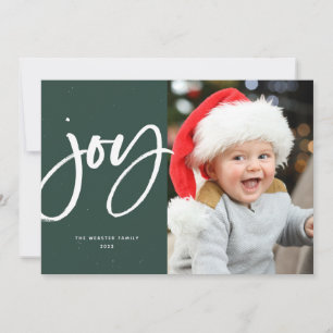 Cartão De Festividades Joy bold green Christmas com uma foto 