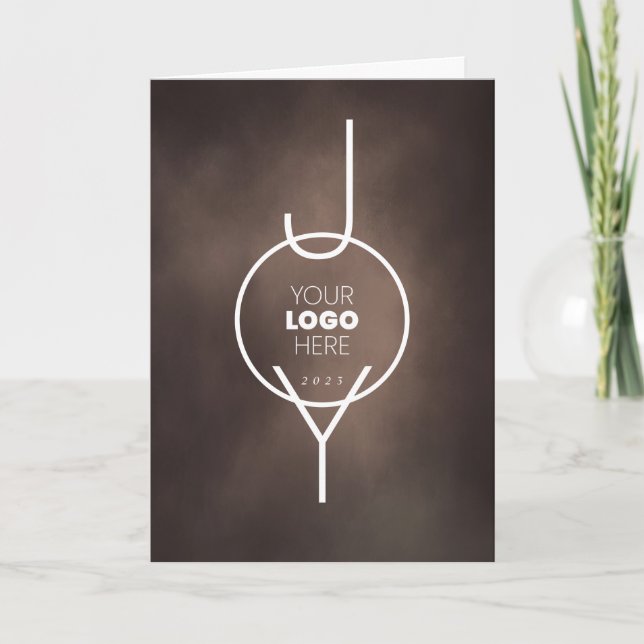 Cartão De Festividades JOY Cocoa Brown Pintado Negócios Dobrados (Frente)