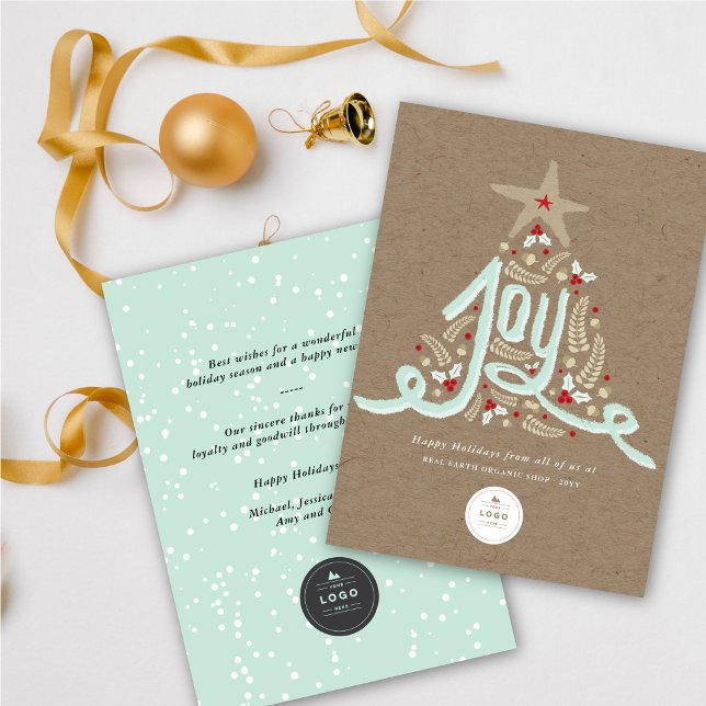 Cartão De Festividades Joy Desenhado à Mão Caligrafia Folhagem Rústica (Criador carregado)