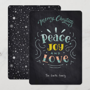 Cartão De Festividades Joy e Tipografia do Amor Feliz Natal