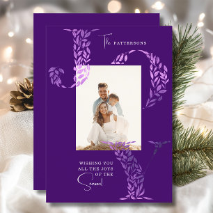 Cartão De Festividades Joy Elegant Christmas Floral Typoographic Photo