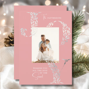 Cartão De Festividades Joy Elegant Christmas Floral Typoographic Photo