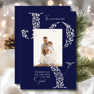 Cartão De Festividades Joy Elegant Christmas Floral Typoographic Photo