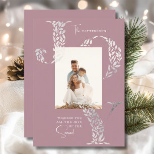 Cartão De Festividades Joy Elegant Christmas Floral Typoographic Photo