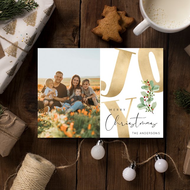 Cartão De Festividades Joy Family Photo Feliz Natal (Joy Family Photo Merry Christmas Holiday Card)
