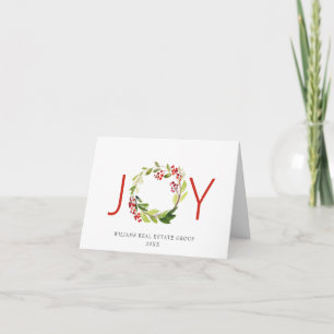 Cartão De Festividades JOY Fesly Holly Berry Wreath Natal Saudação