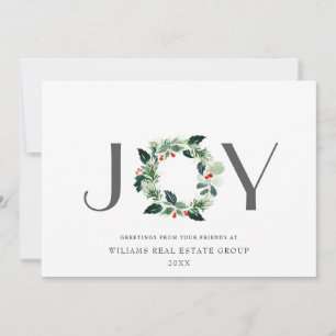 Cartão De Festividades JOY Fesly Holly Berry Wreath Natal Saudação