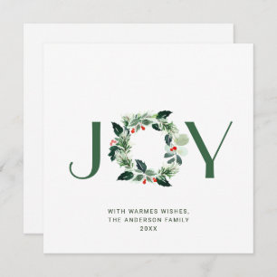 Cartão De Festividades JOY Fesly Holly Berry Wreath Natal Saudação