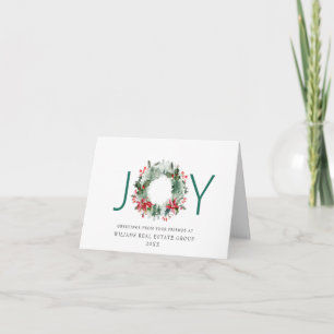 Cartão De Festividades JOY Fesly Holly Berry Wreath Natal Saudação